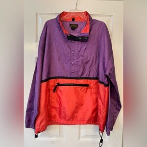 Vintage Eddie Bauer Purple and Coral Colorblock Pullover Windbreaker